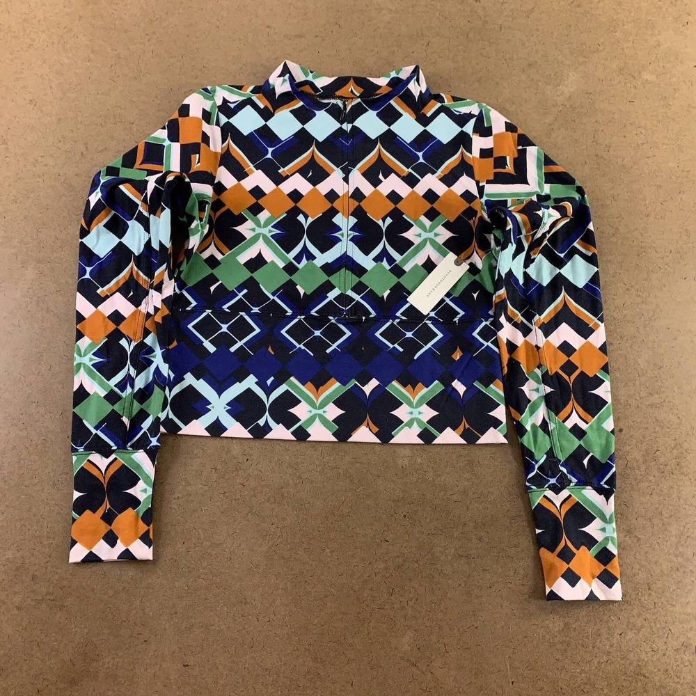 Daily Practice Womens Size Small Colorful Print Long Sleeve 1/2 Zip Pullover NWT